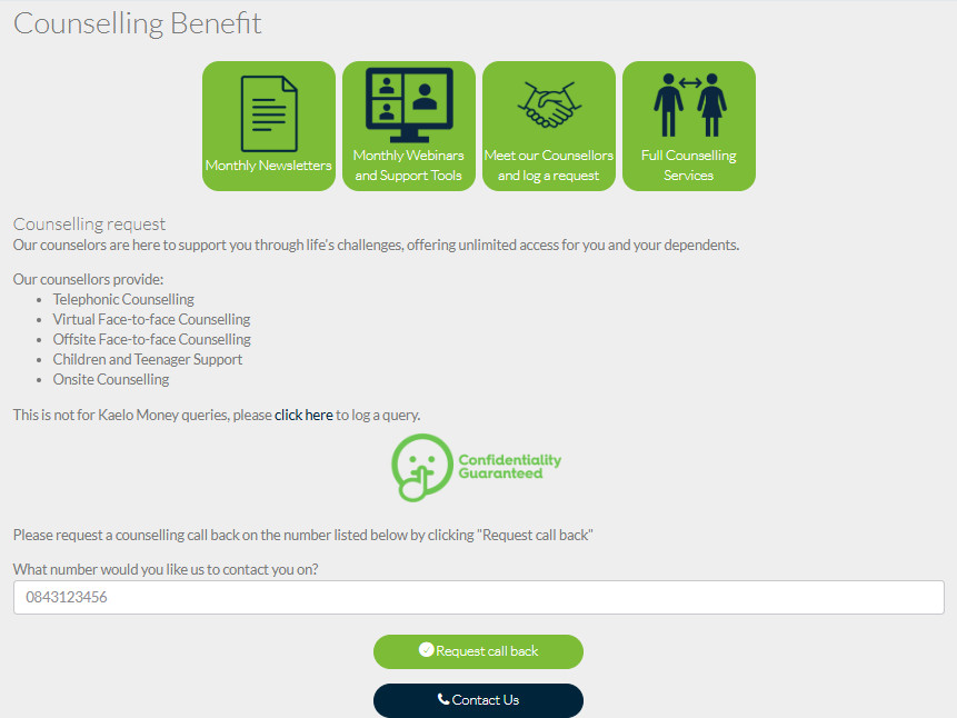 Counselling Update Explore the Dashboard - Counselling Benefit